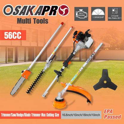 4 in 1 Multi - Functional Trimming Tool, 56CC 2 - Cycle Garden Tool System with Gas Pole Saw, Hedge Trimmer, Grass Trimmer, and Brush Cutter EPA Compliant - 1st Choice Furniture Direct