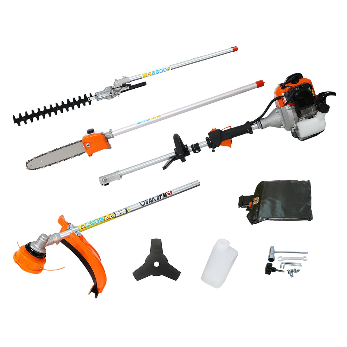 4 in 1 Multi - Functional Trimming Tool, 56CC 2 - Cycle Garden Tool System with Gas Pole Saw, Hedge Trimmer, Grass Trimmer, and Brush Cutter EPA Compliant - 1st Choice Furniture Direct