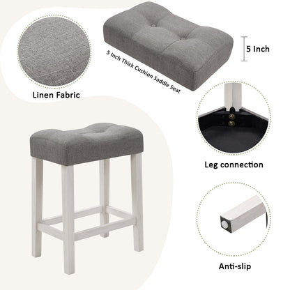 4 - Piece Bar Table Set with Power Outlet | Behind Couch Table & 3 Stools (White & Grey) - 1st Choice Furniture Direct