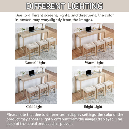 4 - Piece Bar Table Set with Power Outlet | Light Oak Sofa Table with 3 Stools - 1st Choice Furniture Direct