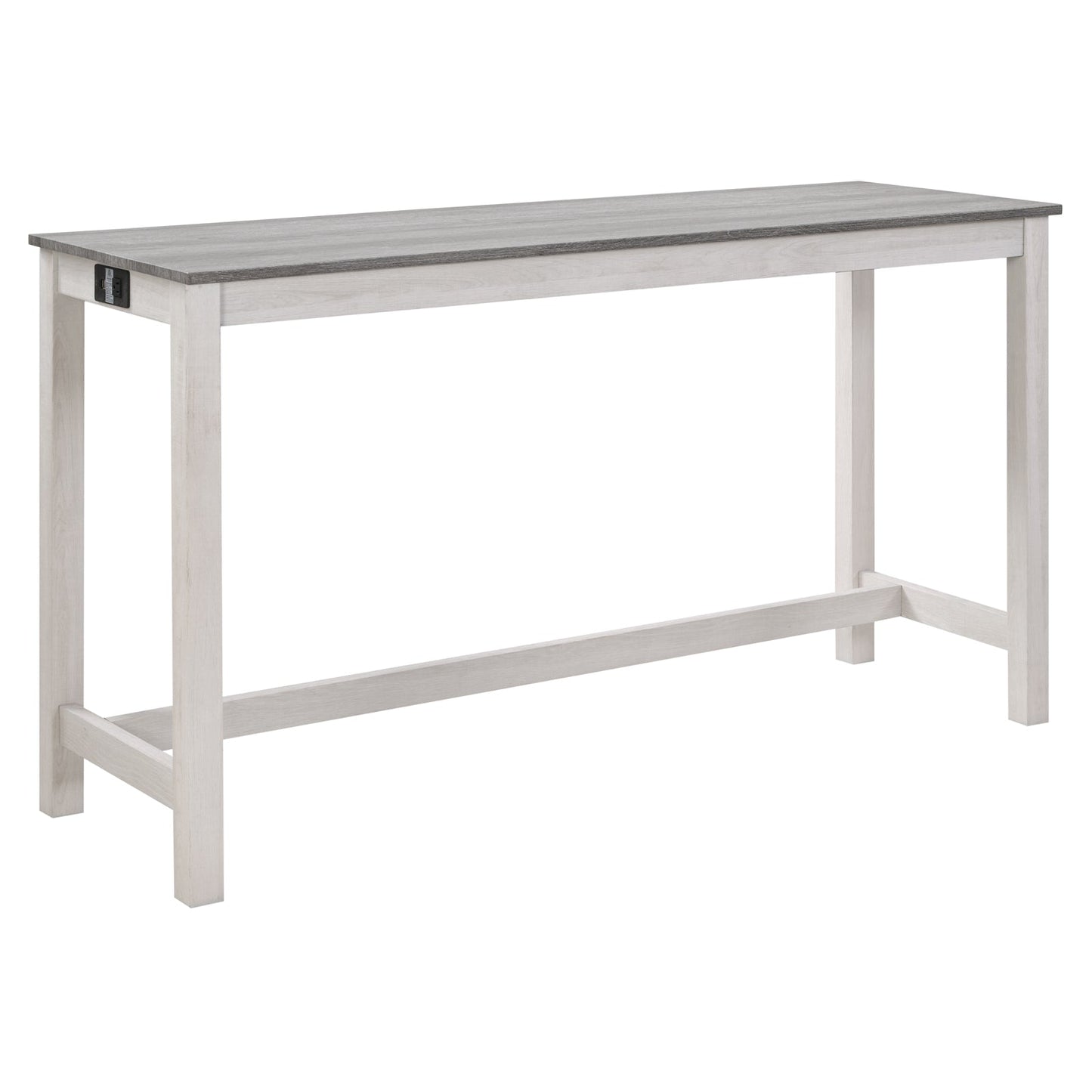 4 - Piece Bar Table Set with Power Outlet | White & Grey Sofa Table with 3 Stools - 1st Choice Furniture Direct