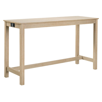 4 Piece Bar Table Set with Power Outlet,Bar Table Set with Chairs,Sofa Bar Table with Stools,Behind Couch Table with 3 Padded Stools for Living Room,Dining room, Light Oak - 1st Choice Furniture Direct