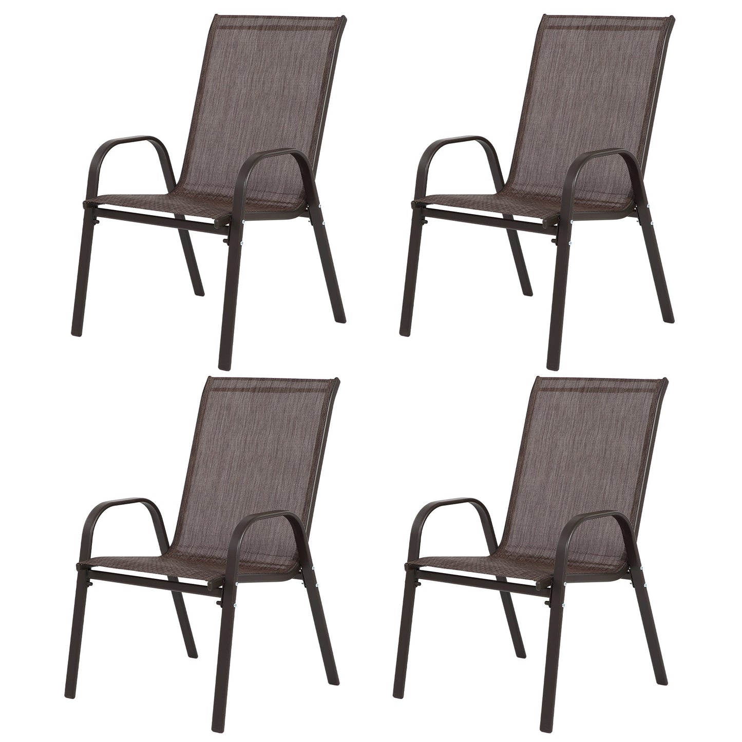 4-Piece Brown Outdoor Patio Chair Set with Steel Frame - 1st Choice Furniture Direct
