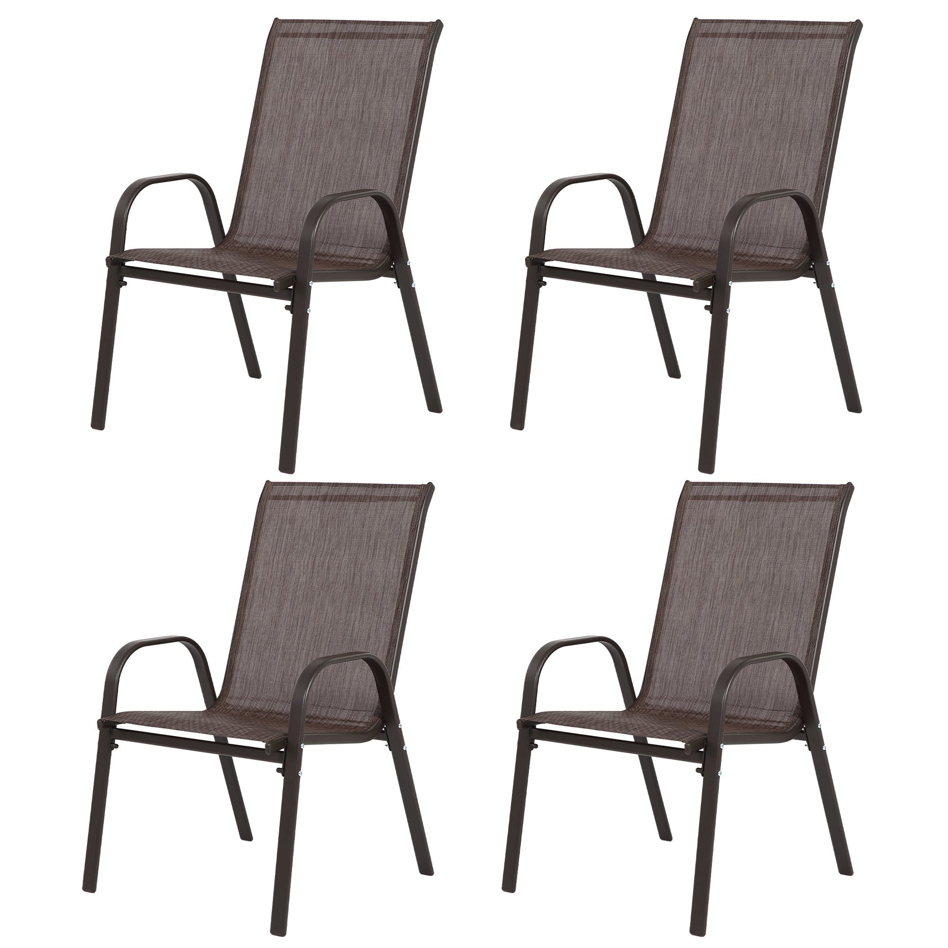 4-Piece Brown Outdoor Patio Chair Set with Steel Frame - 1st Choice Furniture Direct