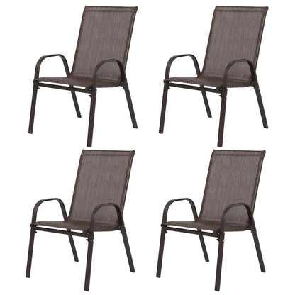 4-Piece Brown Outdoor Patio Chair Set with Steel Frame - 1st Choice Furniture Direct