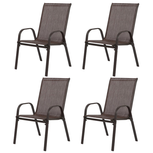 4-Piece Brown Outdoor Patio Chair Set with Steel Frame - 1st Choice Furniture Direct