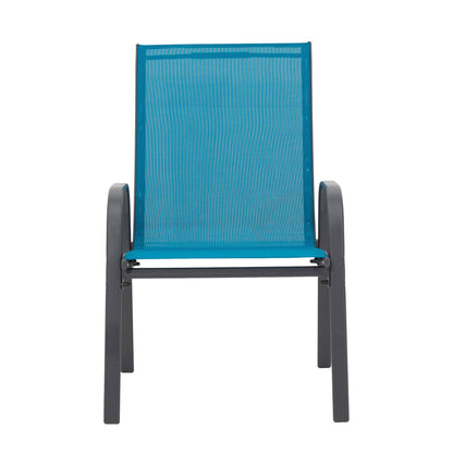4 Piece Patio Chairs, Outdoor Camping Chairs with Breathable Textilene Fabric, Set of 2 Garden Chairs with Armrest High Backrest for Garden Patio Pool Beach Yard Space Saving ( Blue) - 1st Choice Furniture Direct
