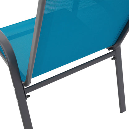 4 Piece Patio Chairs, Outdoor Camping Chairs with Breathable Textilene Fabric, Set of 2 Garden Chairs with Armrest High Backrest for Garden Patio Pool Beach Yard Space Saving ( Blue) - 1st Choice Furniture Direct