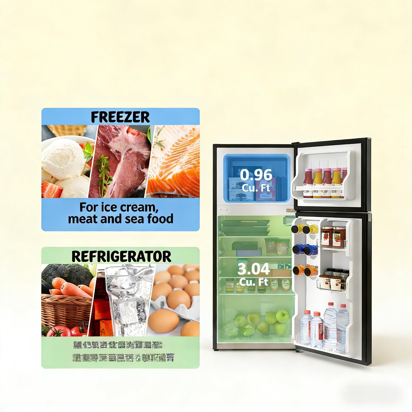 4.0 Cu. Ft. Compact Refrigerator with Freezer | Black Mini Fridge - 1st Choice Furniture Direct