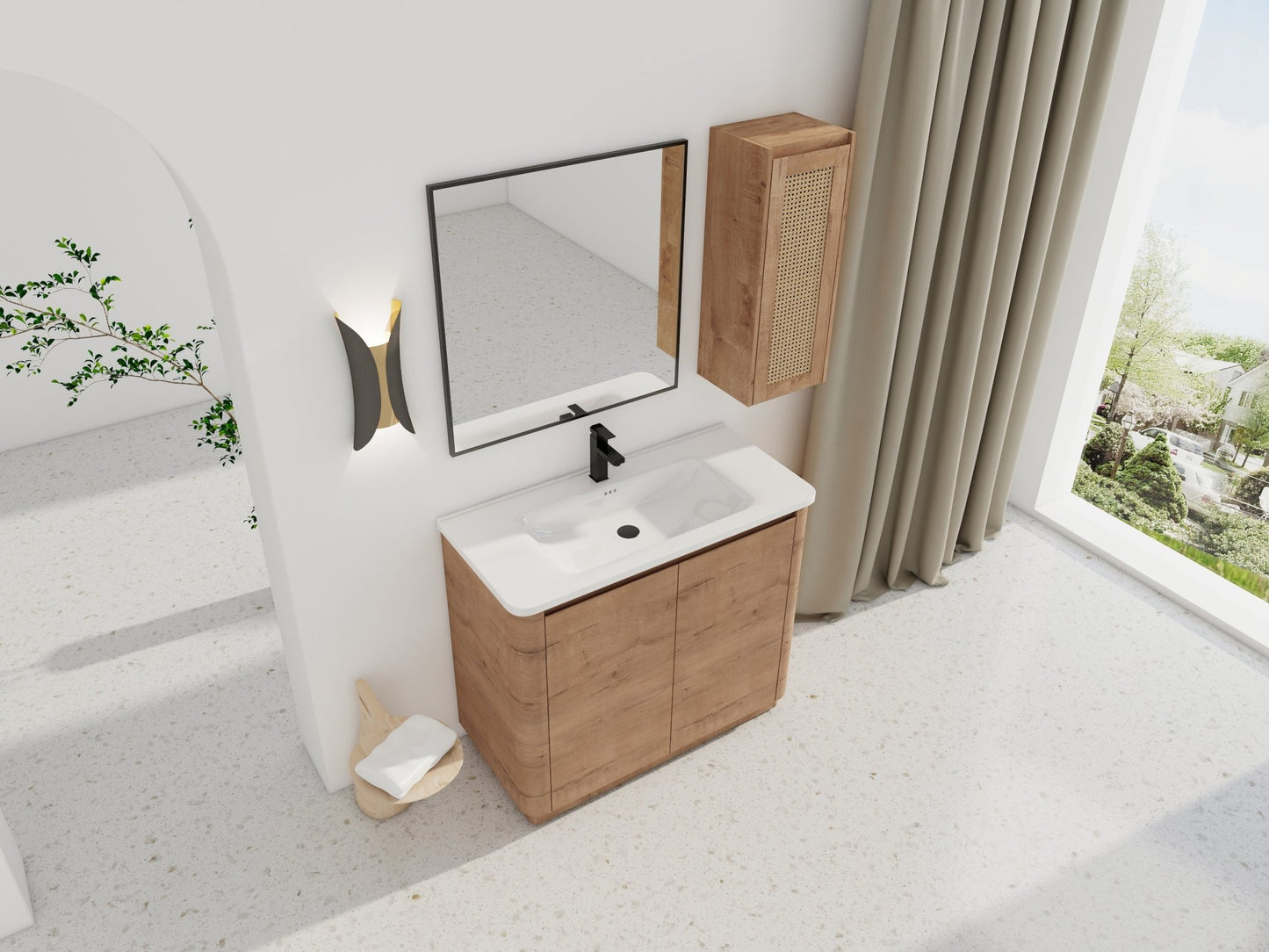 40'' Freestanding Bathroom Vanity with Ceramic Sink & 2 - Soft - Close Door and Side Cabinet, KD - Packing, Plywood - 1st Choice Furniture Direct