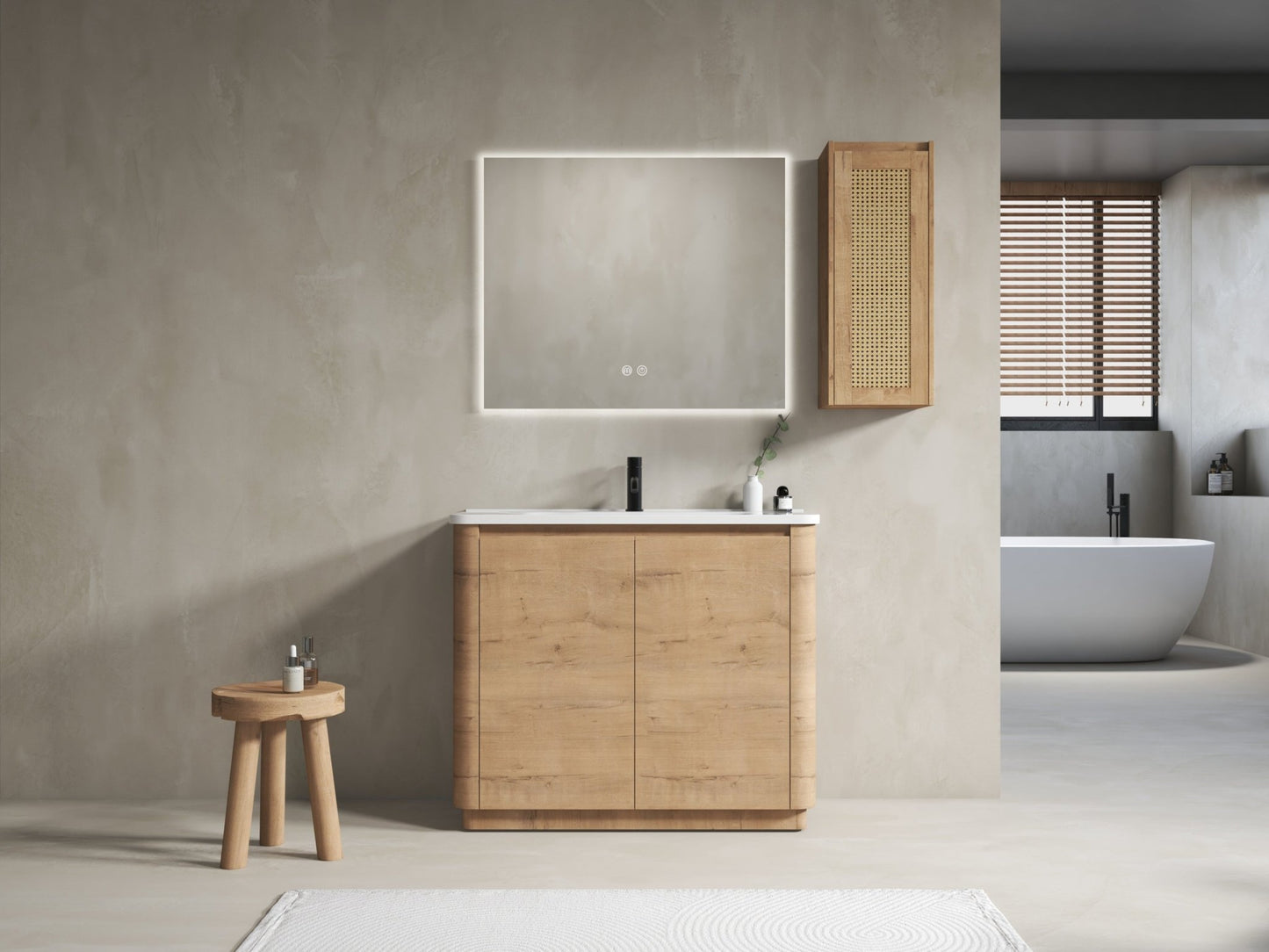 40'' Freestanding Bathroom Vanity with Ceramic Sink & 2 - Soft - Close Door and Side Cabinet, KD - Packing, Plywood - 1st Choice Furniture Direct