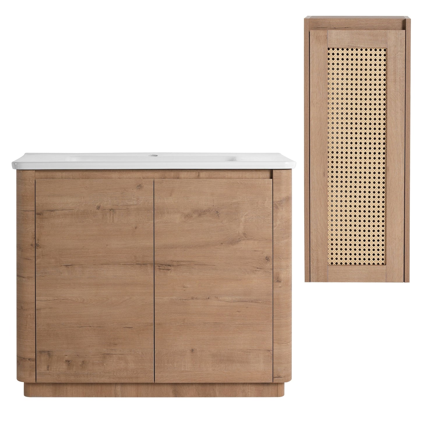 40'' Freestanding Bathroom Vanity with Ceramic Sink & 2 - Soft - Close Door and Side Cabinet, KD - Packing, Plywood - 1st Choice Furniture Direct