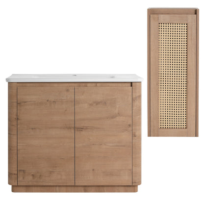 40'' Freestanding Bathroom Vanity with Ceramic Sink & 2 - Soft - Close Door and Side Cabinet, KD - Packing, Plywood - 1st Choice Furniture Direct