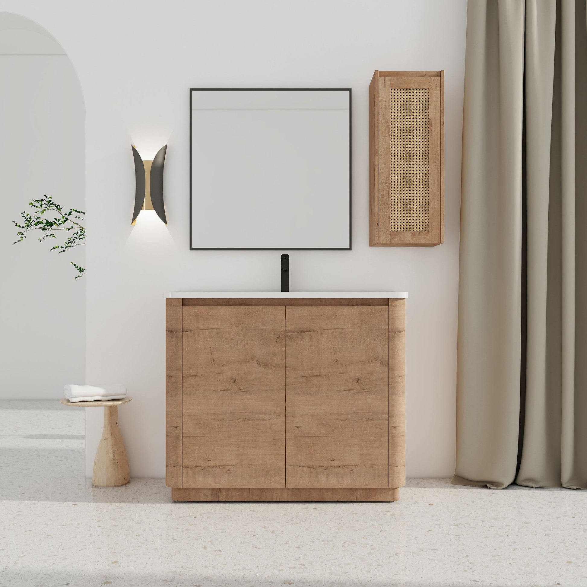 40'' Freestanding Bathroom Vanity with Ceramic Sink & 2 - Soft - Close Door and Side Cabinet, KD - Packing, Plywood - 1st Choice Furniture Direct