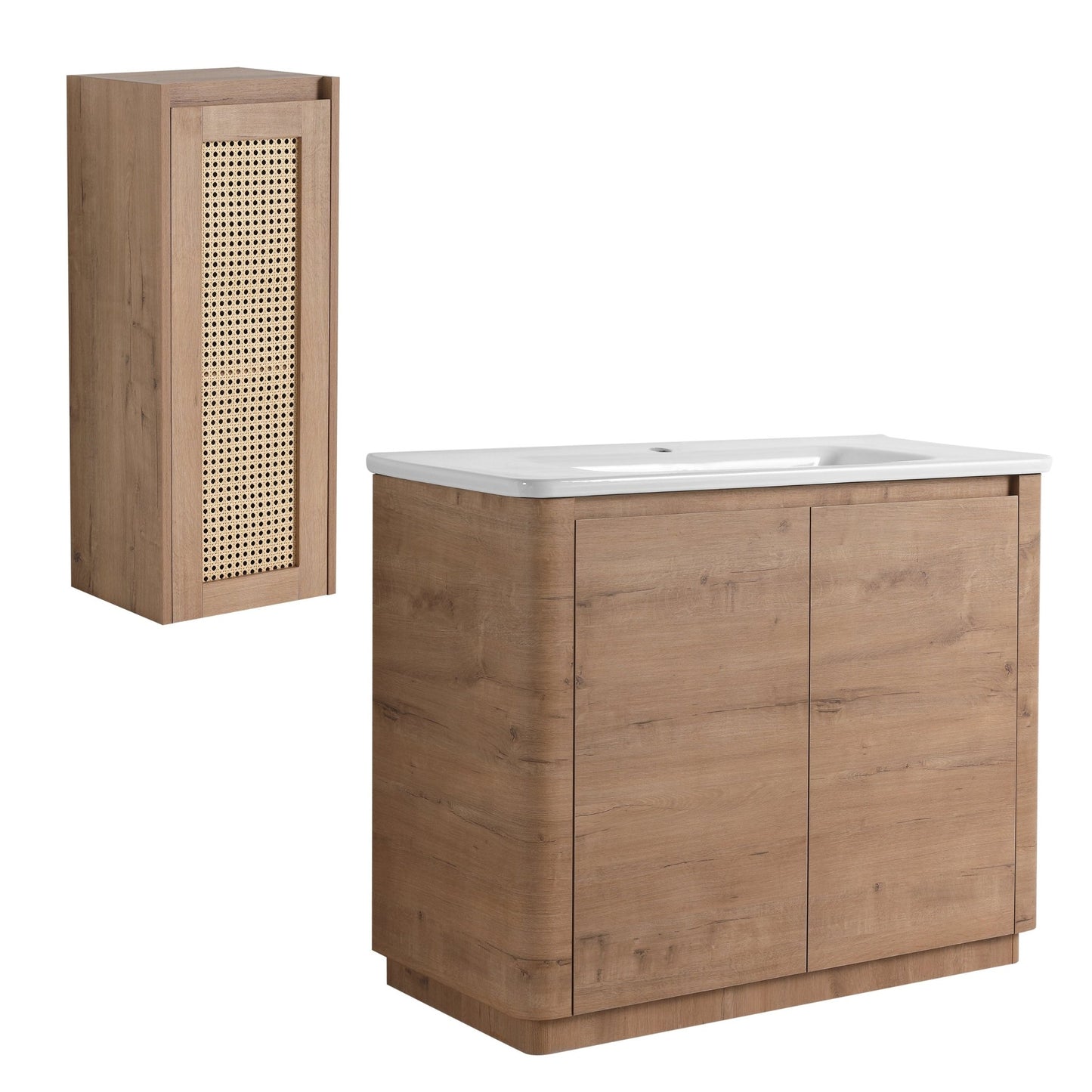 40'' Freestanding Bathroom Vanity with Ceramic Sink & 2 - Soft - Close Door and Side Cabinet, KD - Packing, Plywood - 1st Choice Furniture Direct