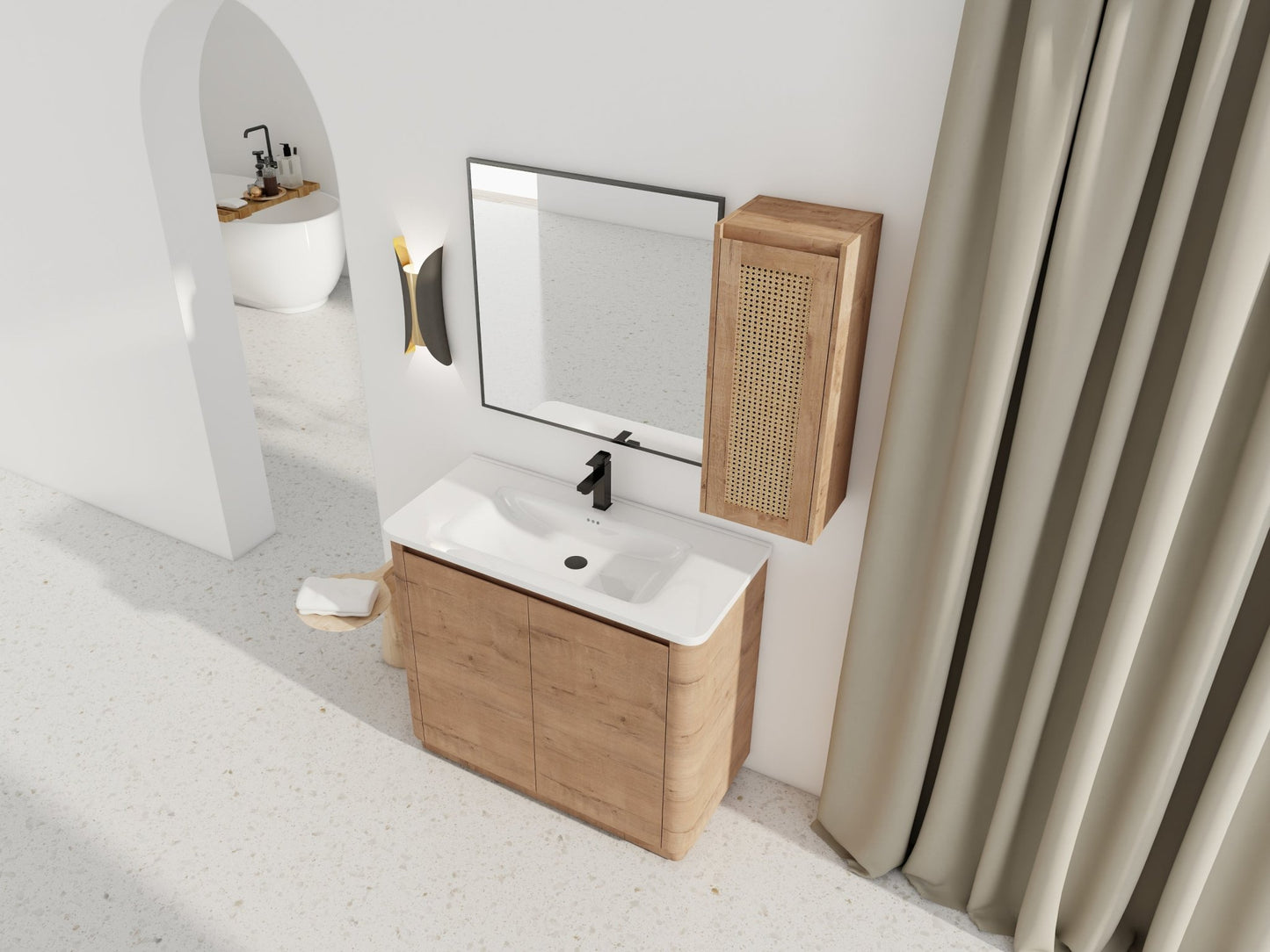 40'' Freestanding Bathroom Vanity with Ceramic Sink & 2 - Soft - Close Door and Side Cabinet, KD - Packing, Plywood - 1st Choice Furniture Direct