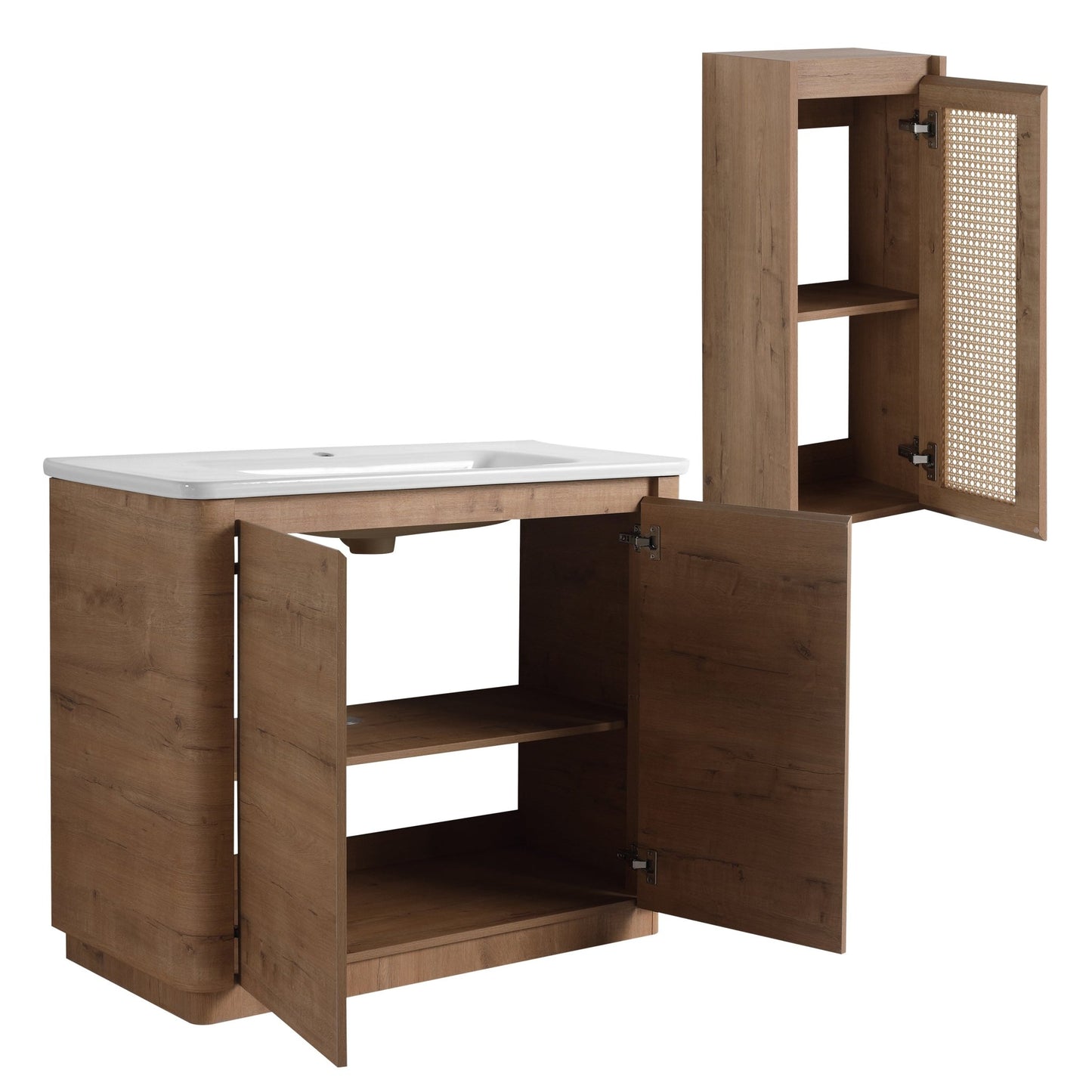 40'' Freestanding Bathroom Vanity with Ceramic Sink & 2 - Soft - Close Door and Side Cabinet, KD - Packing, Plywood - 1st Choice Furniture Direct