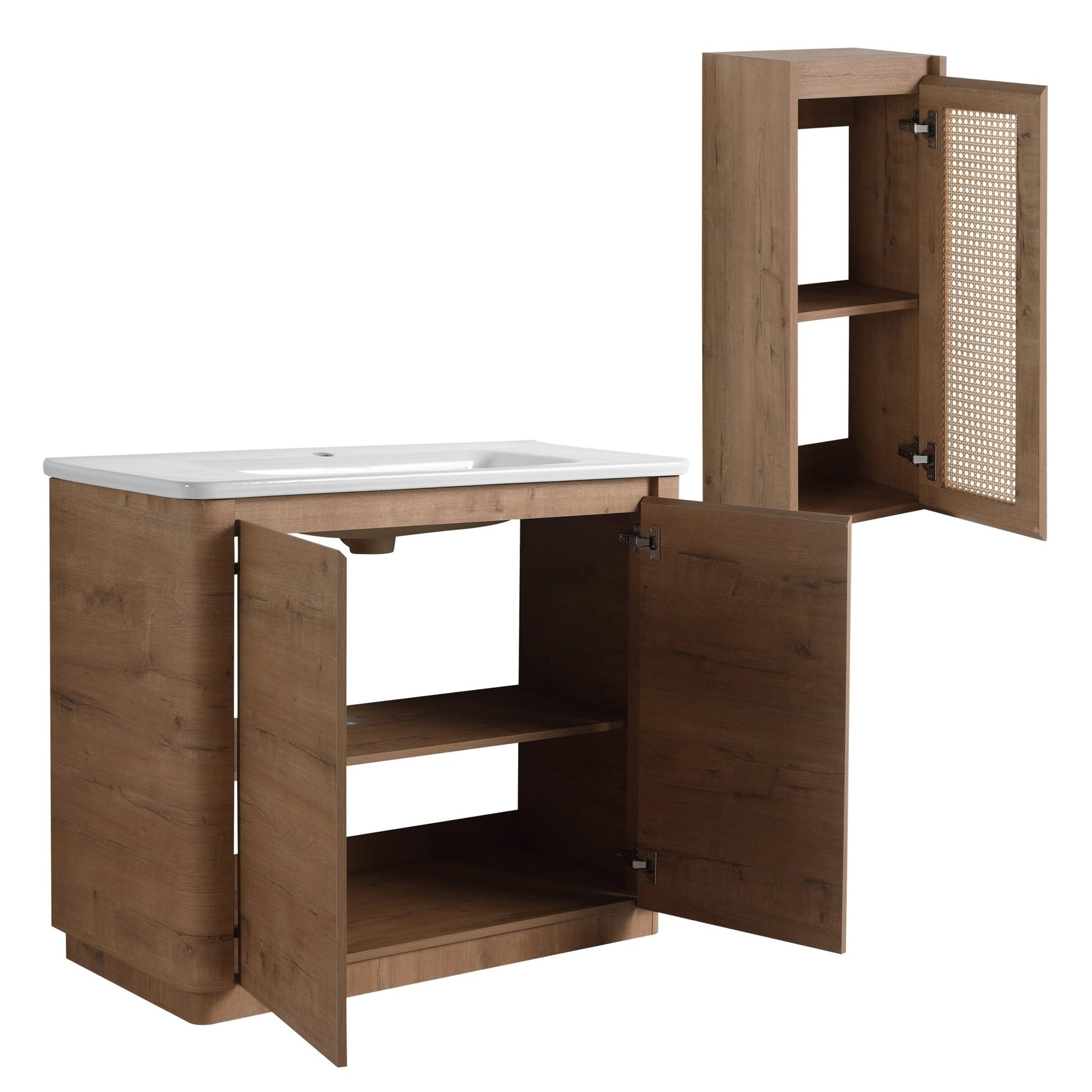 40'' Freestanding Bathroom Vanity with Ceramic Sink & 2 - Soft - Close Door and Side Cabinet, KD - Packing, Plywood - 1st Choice Furniture Direct