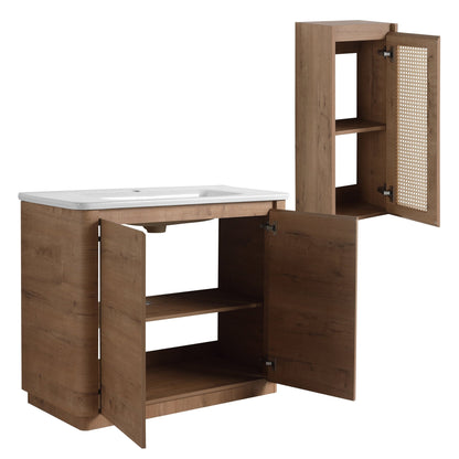40'' Freestanding Bathroom Vanity with Ceramic Sink & 2 - Soft - Close Door and Side Cabinet, KD - Packing, Plywood - 1st Choice Furniture Direct