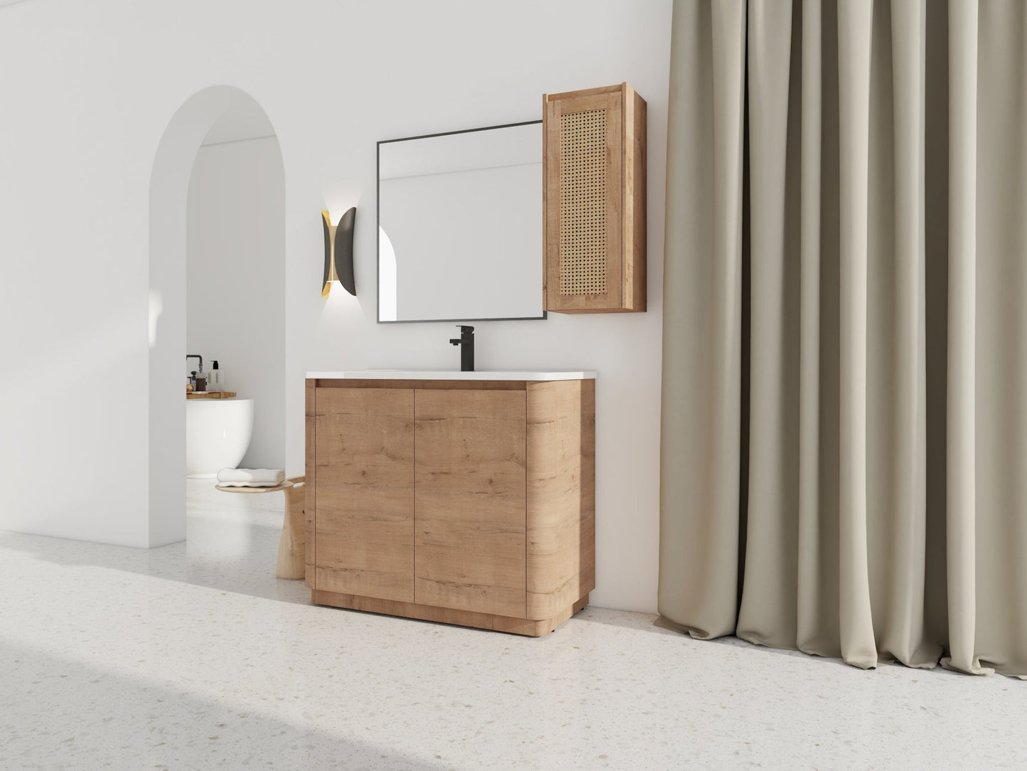40'' Freestanding Bathroom Vanity with Ceramic Sink & 2 - Soft - Close Door and Side Cabinet, KD - Packing, Plywood - 1st Choice Furniture Direct