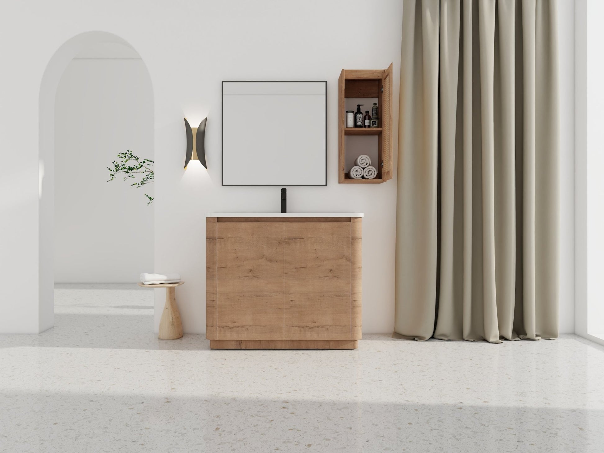 40'' Freestanding Bathroom Vanity with Ceramic Sink & 2 - Soft - Close Door and Side Cabinet, KD - Packing, Plywood - 1st Choice Furniture Direct