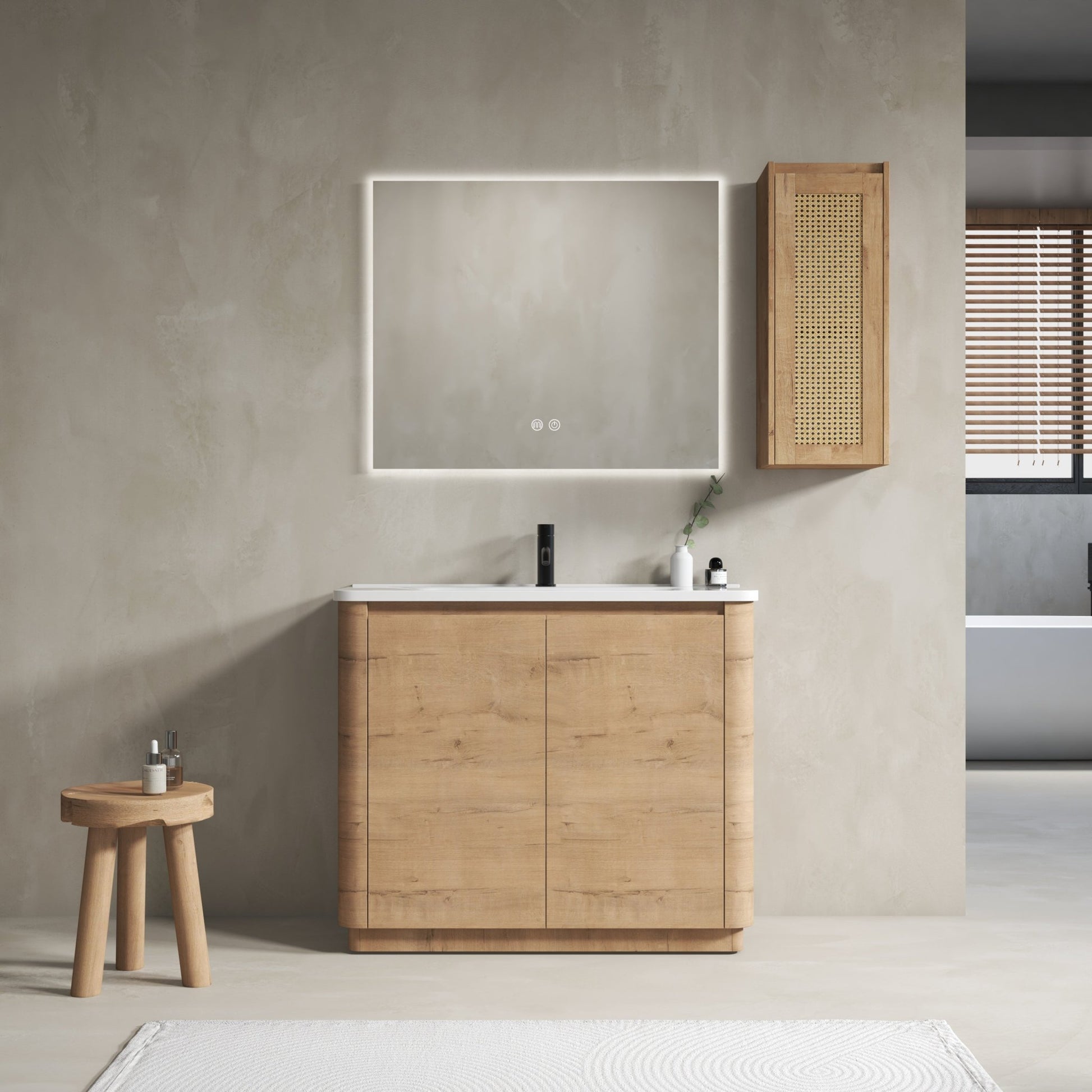 40'' Freestanding Bathroom Vanity with Ceramic Sink & 2 - Soft - Close Door and Side Cabinet, KD - Packing, Plywood - 1st Choice Furniture Direct