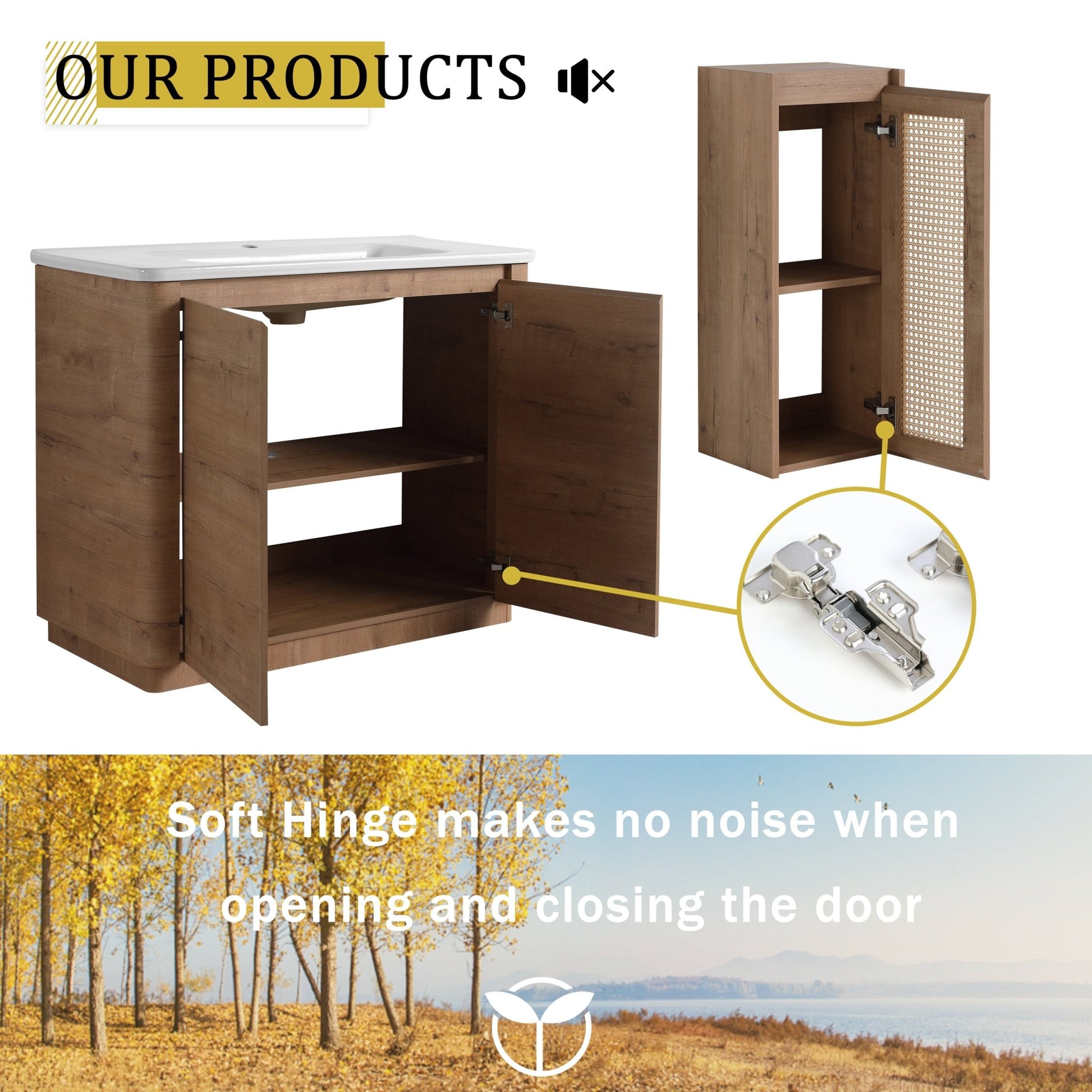 40'' Freestanding Bathroom Vanity with Ceramic Sink & 2 - Soft - Close Door and Side Cabinet, KD - Packing, Plywood - 1st Choice Furniture Direct
