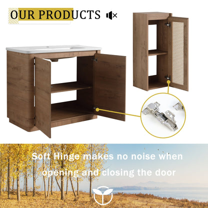 40'' Freestanding Bathroom Vanity with Ceramic Sink & 2 - Soft - Close Door and Side Cabinet, KD - Packing, Plywood - 1st Choice Furniture Direct