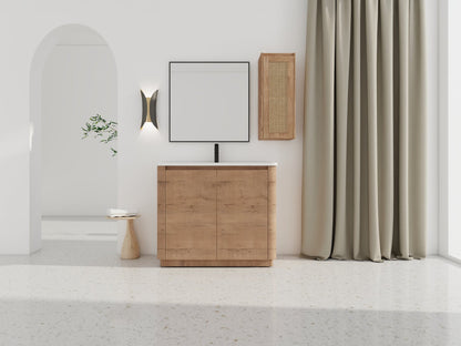 40'' Freestanding Bathroom Vanity with Ceramic Sink & 2 - Soft - Close Door and Side Cabinet, KD - Packing, Plywood - 1st Choice Furniture Direct