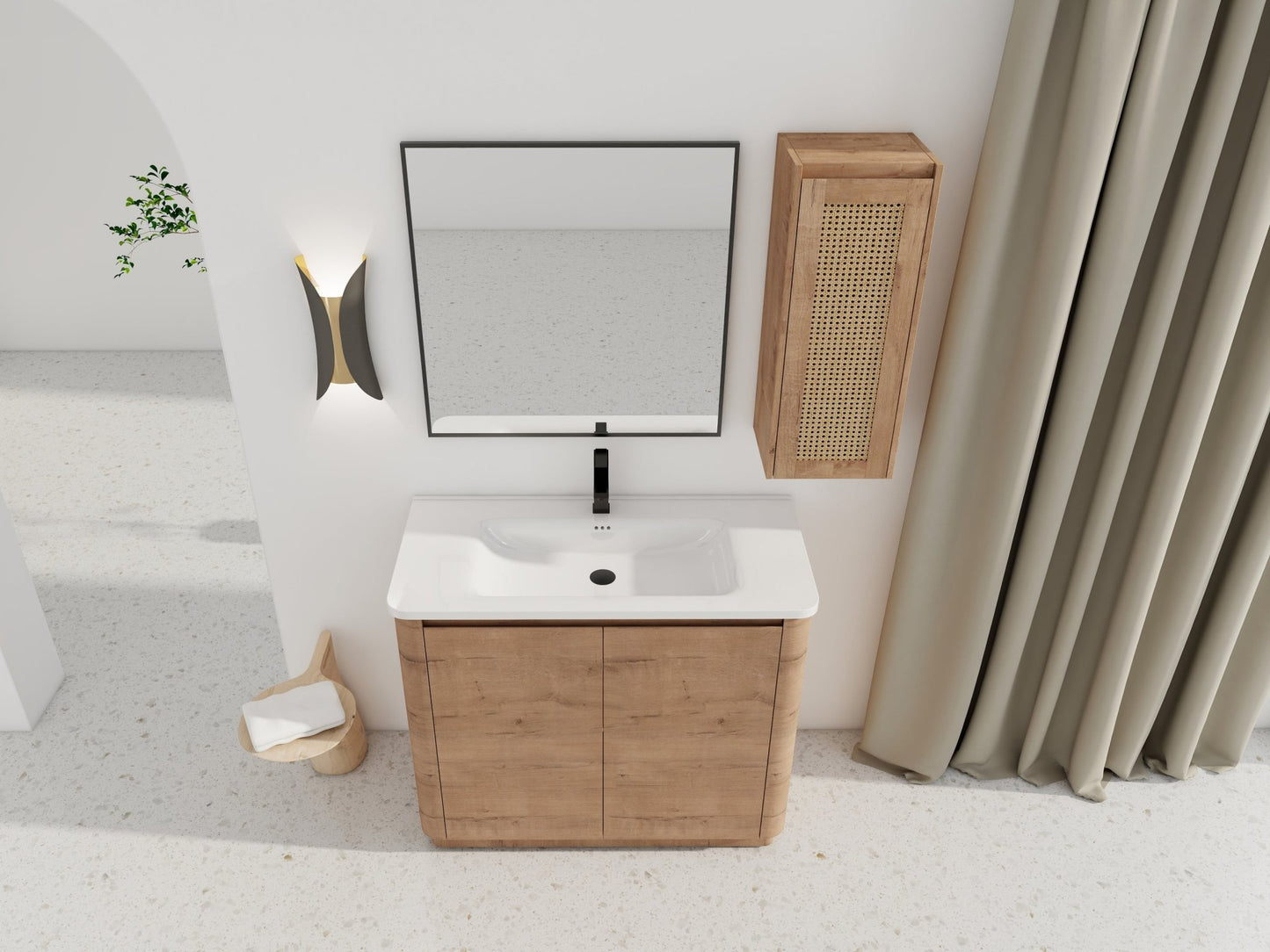40'' Freestanding Bathroom Vanity with Ceramic Sink & 2 - Soft - Close Door and Side Cabinet, KD - Packing, Plywood - 1st Choice Furniture Direct