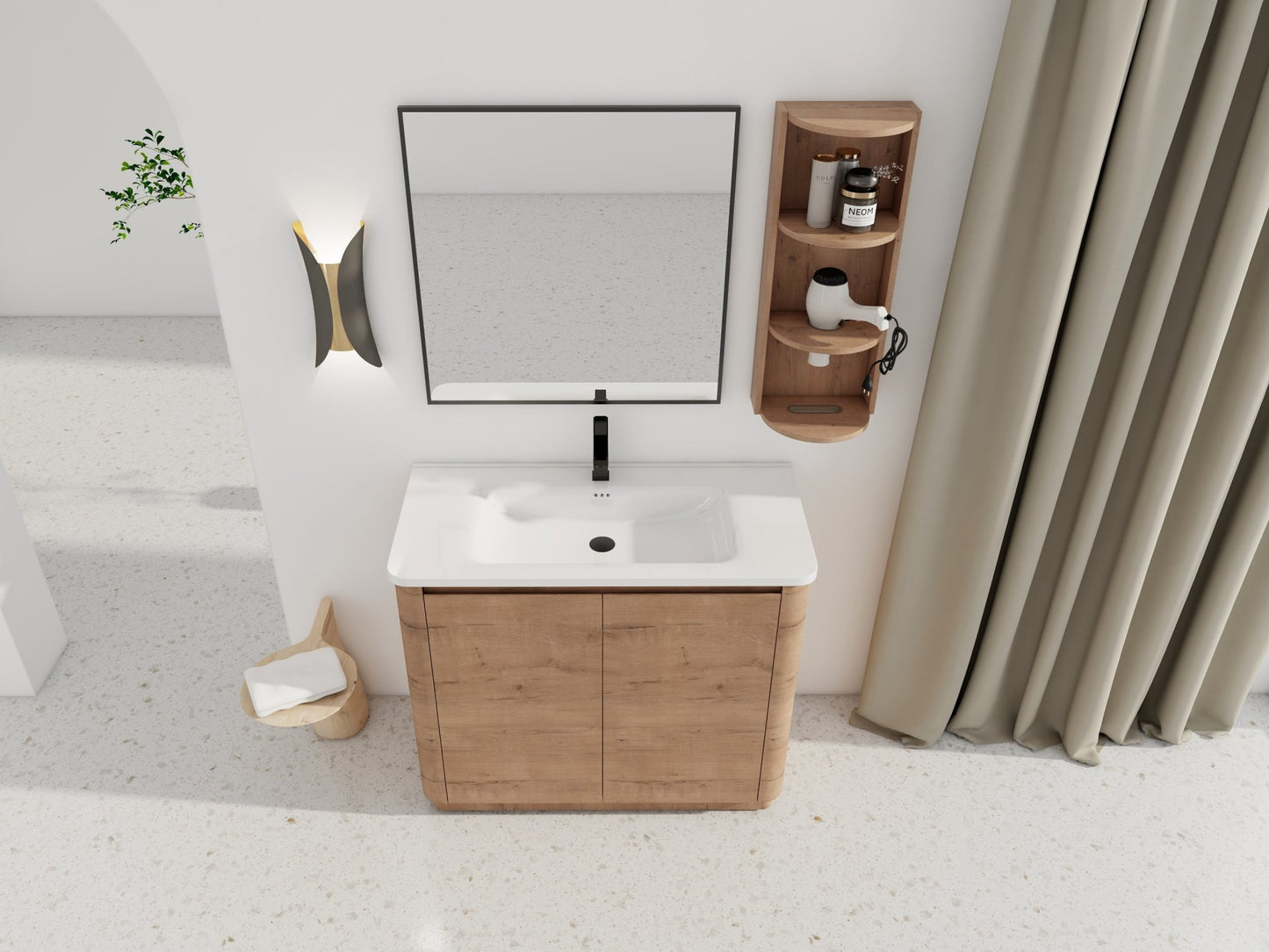 40'' Freestanding Bathroom Vanity with Ceramic Sink & 2 - Soft - Close Door and Storage Rack, KD - Packing, Plywood - 1st Choice Furniture Direct
