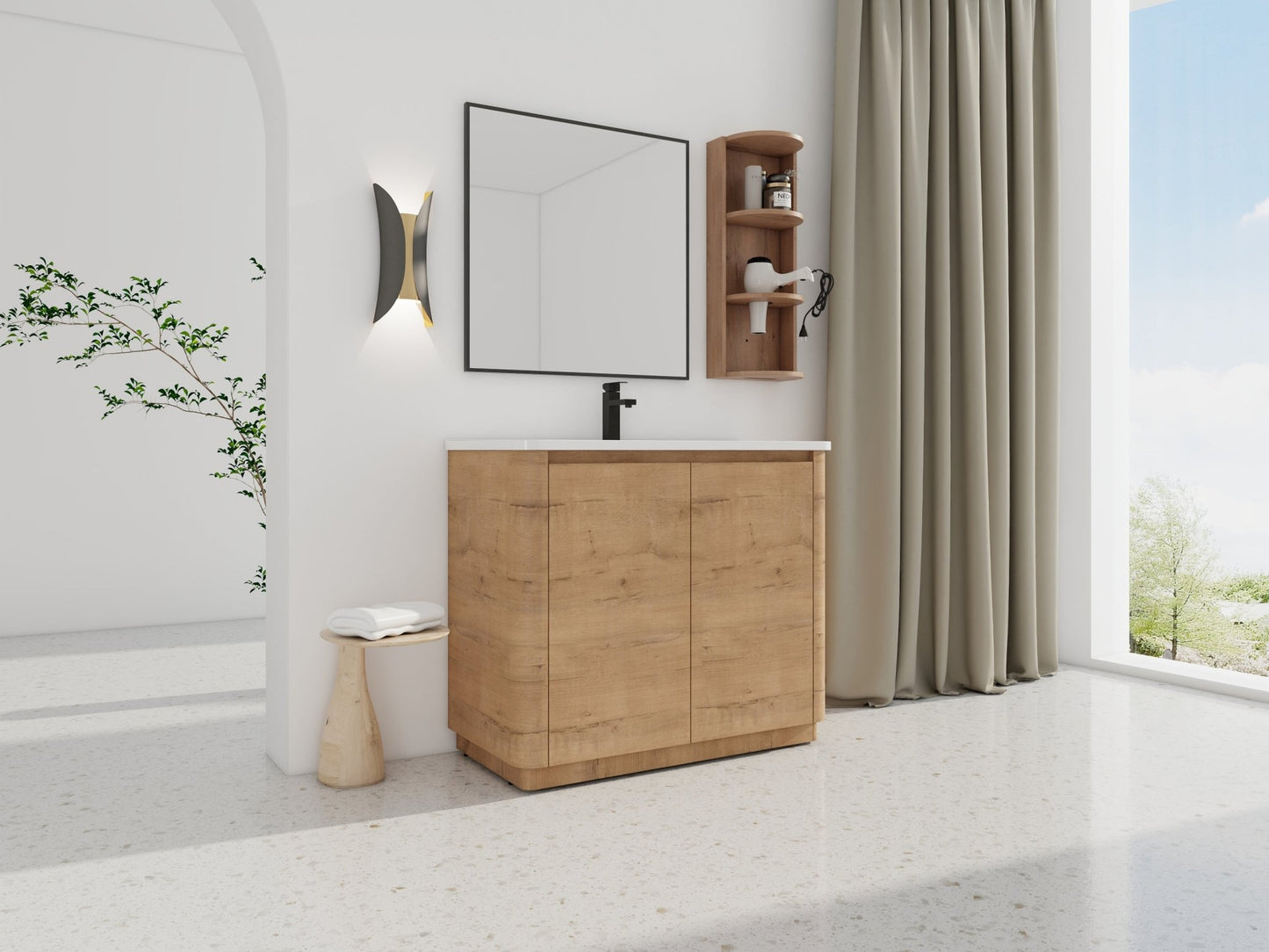 40'' Freestanding Bathroom Vanity with Ceramic Sink & 2 - Soft - Close Door and Storage Rack, KD - Packing, Plywood - 1st Choice Furniture Direct