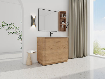 40'' Freestanding Bathroom Vanity with Ceramic Sink & 2 - Soft - Close Door and Storage Rack, KD - Packing, Plywood - 1st Choice Furniture Direct