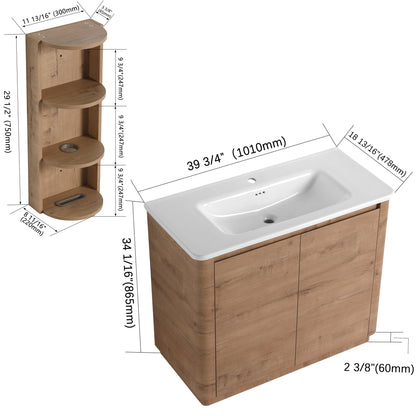 40'' Freestanding Bathroom Vanity with Ceramic Sink & 2 - Soft - Close Door and Storage Rack, KD - Packing, Plywood - 1st Choice Furniture Direct