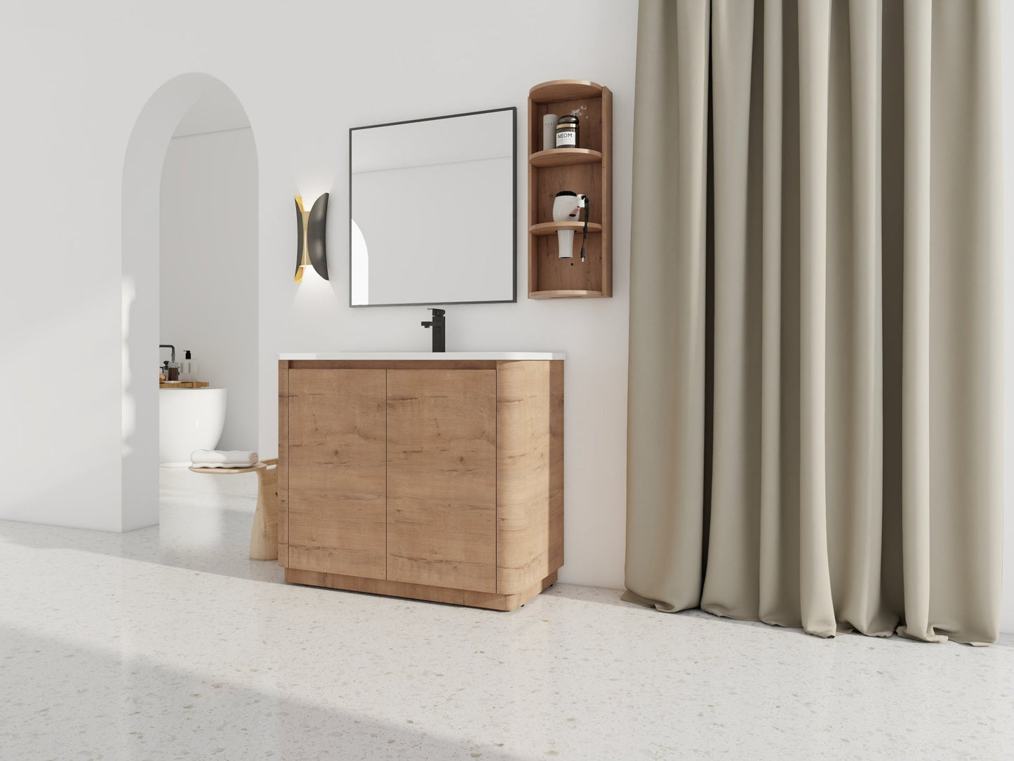 40'' Freestanding Bathroom Vanity with Ceramic Sink & 2 - Soft - Close Door and Storage Rack, KD - Packing, Plywood - 1st Choice Furniture Direct