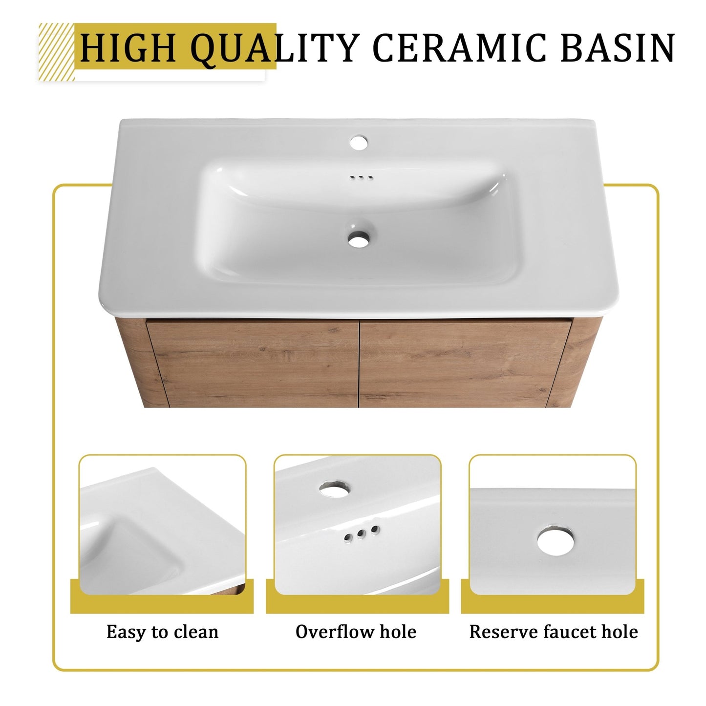 40'' Freestanding Bathroom Vanity with Ceramic Sink & 2 - Soft - Close Door and Storage Rack, KD - Packing, Plywood - 1st Choice Furniture Direct