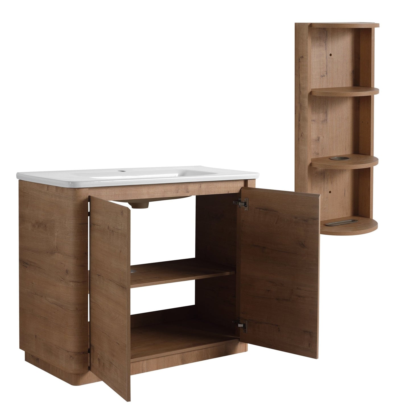 40'' Freestanding Bathroom Vanity with Ceramic Sink & 2 - Soft - Close Door and Storage Rack, KD - Packing, Plywood - 1st Choice Furniture Direct