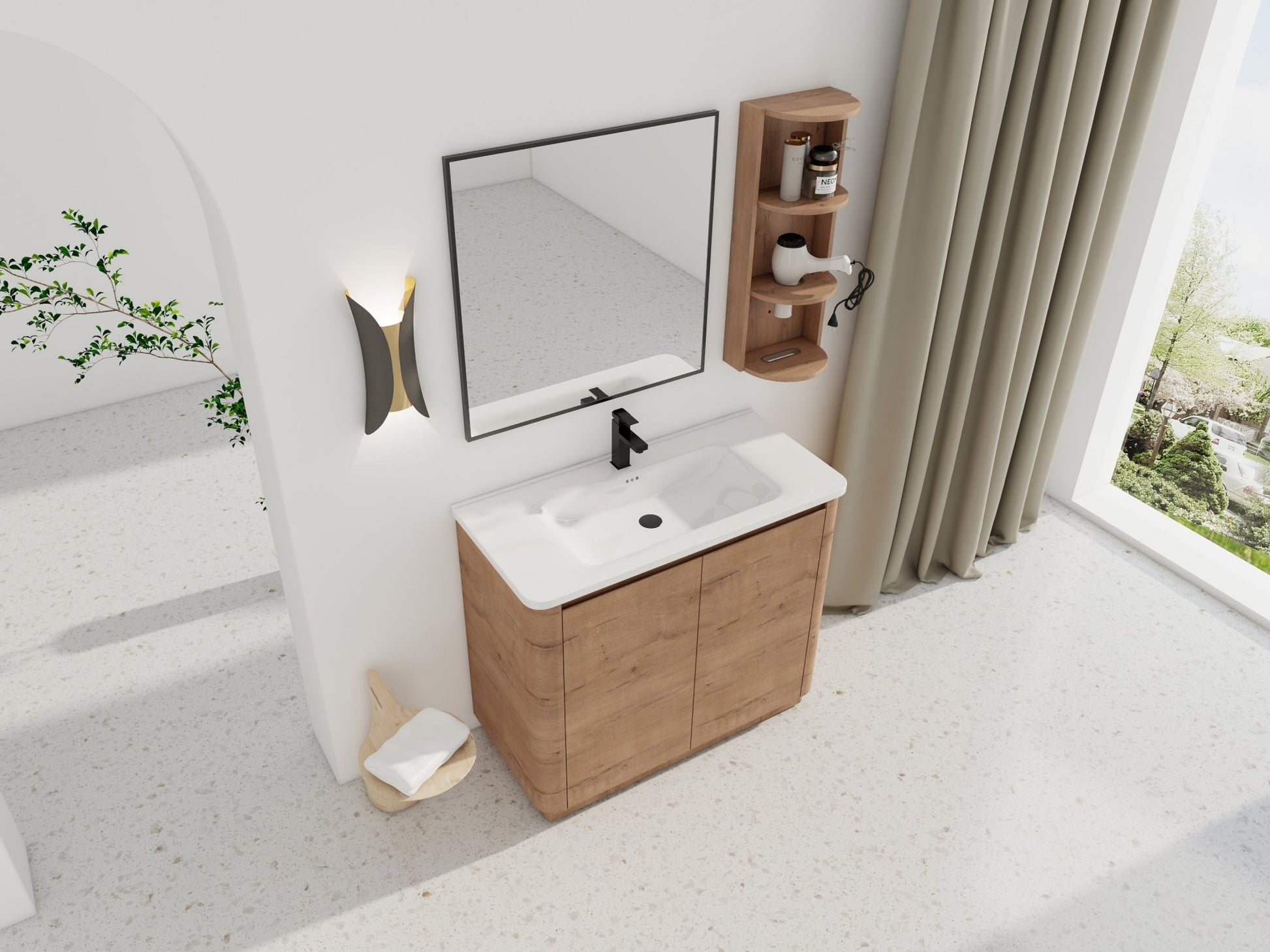 40'' Freestanding Bathroom Vanity with Ceramic Sink & 2 - Soft - Close Door and Storage Rack, KD - Packing, Plywood - 1st Choice Furniture Direct