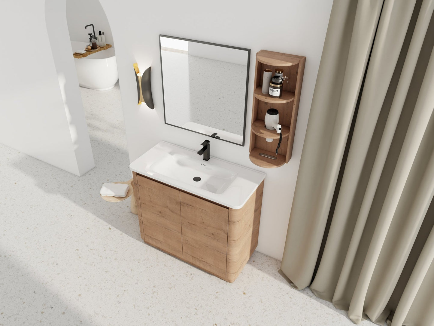 40'' Freestanding Bathroom Vanity with Ceramic Sink & 2 - Soft - Close Door and Storage Rack, KD - Packing, Plywood - 1st Choice Furniture Direct