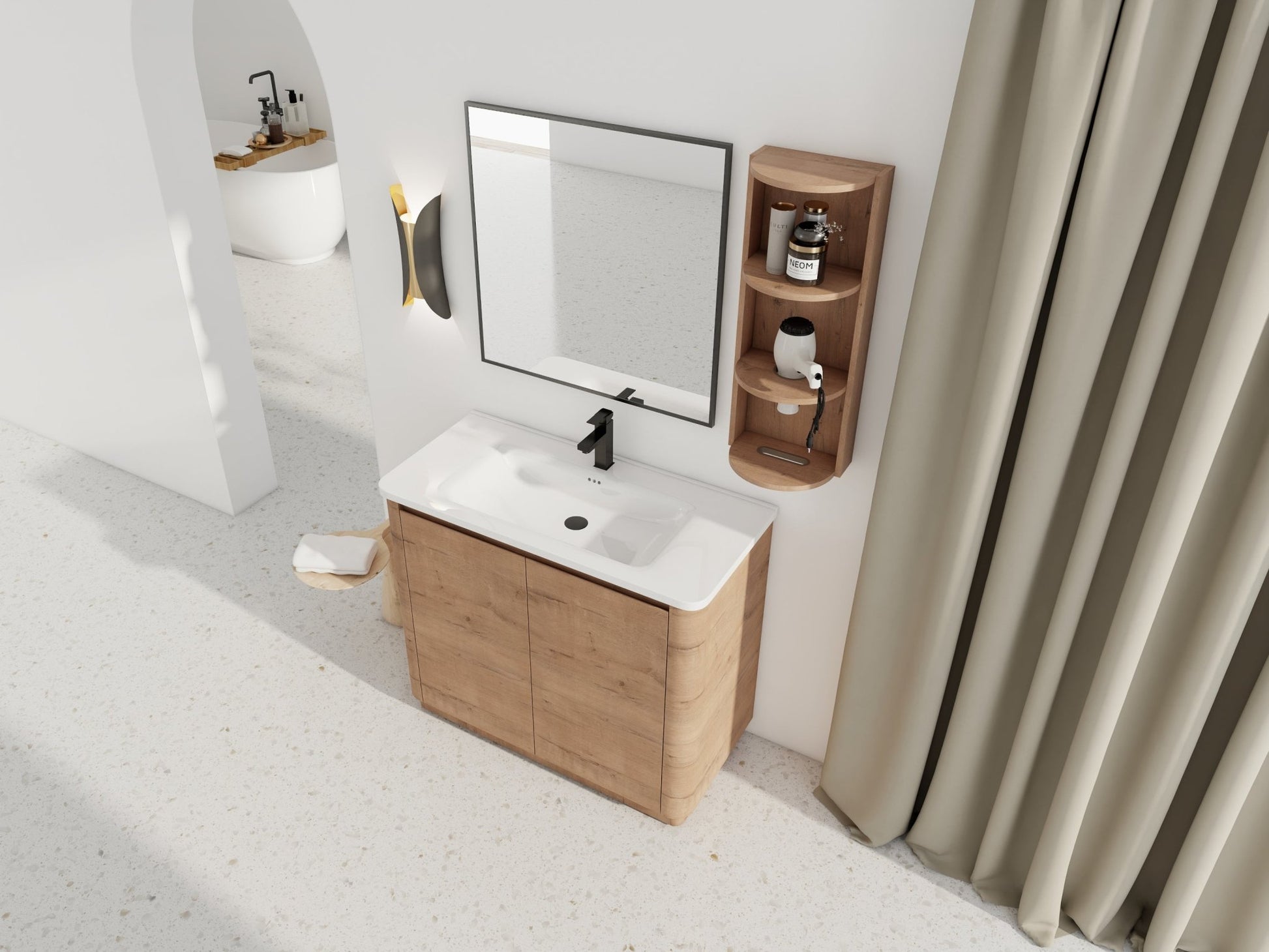 40'' Freestanding Bathroom Vanity with Ceramic Sink & 2 - Soft - Close Door and Storage Rack, KD - Packing, Plywood - 1st Choice Furniture Direct