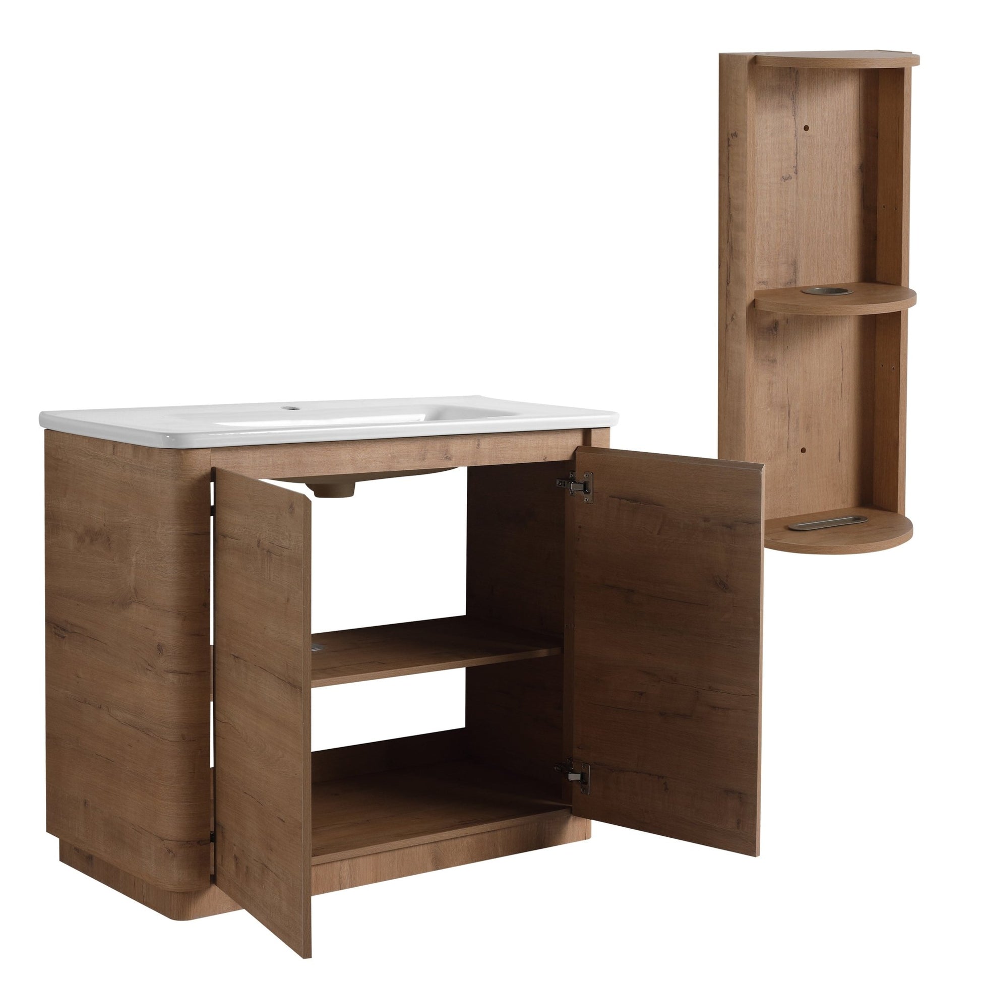 40'' Freestanding Bathroom Vanity with Ceramic Sink & 2 - Soft - Close Door and Storage Rack, KD - Packing, Plywood - 1st Choice Furniture Direct