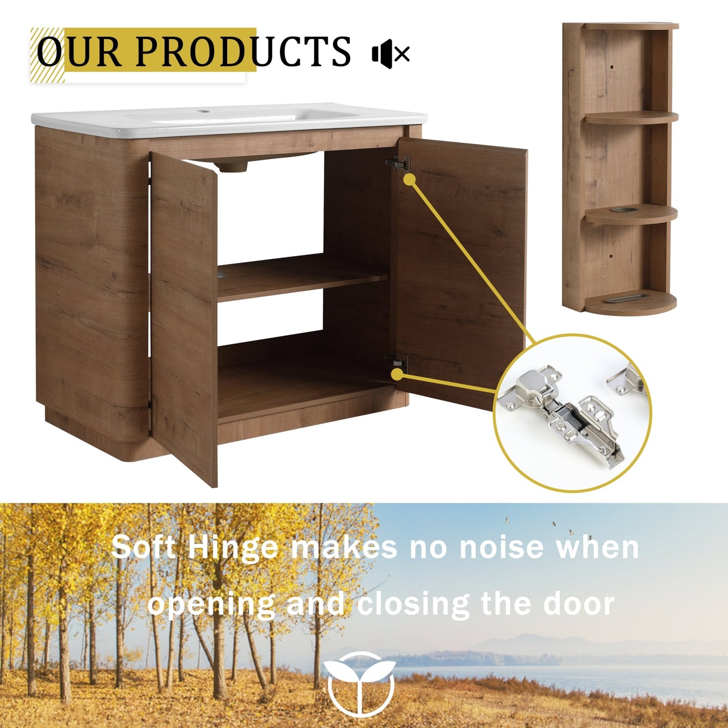 40'' Freestanding Bathroom Vanity with Ceramic Sink & 2 - Soft - Close Door and Storage Rack, KD - Packing, Plywood - 1st Choice Furniture Direct