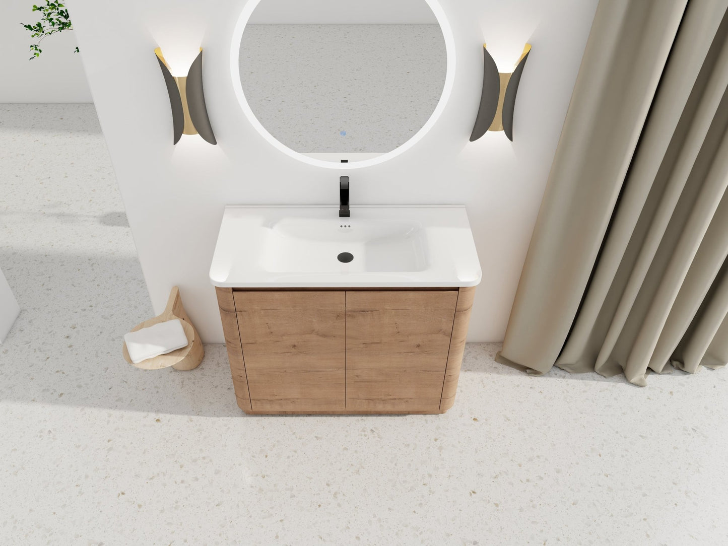 40'' Freestanding Bathroom Vanity with White Ceramic Sink & 2 - Soft - Close Door, KD - Packing, Plywood - 1st Choice Furniture Direct