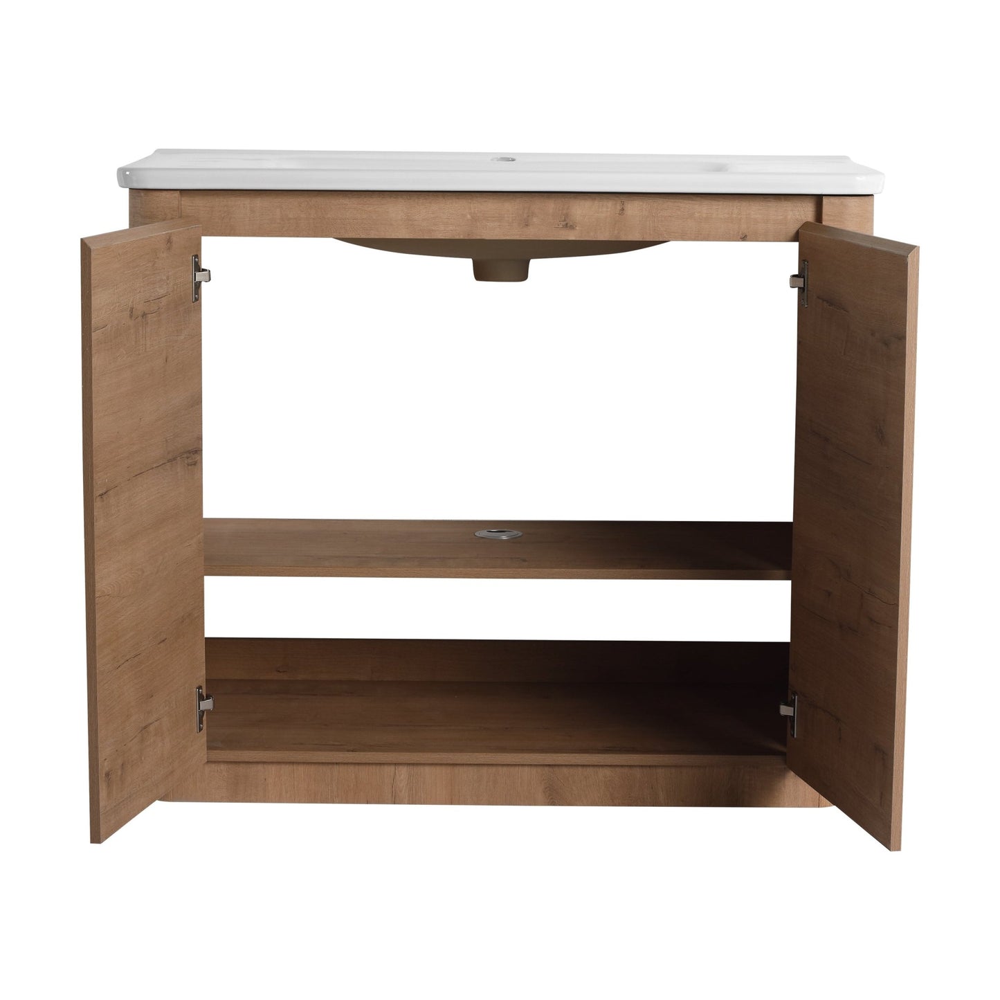 40'' Freestanding Bathroom Vanity with White Ceramic Sink & 2 - Soft - Close Door, KD - Packing, Plywood - 1st Choice Furniture Direct