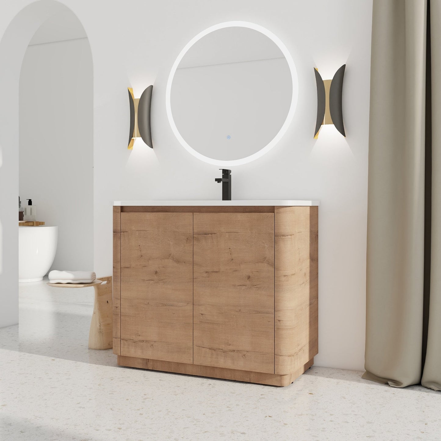 40'' Freestanding Bathroom Vanity with White Ceramic Sink & 2 - Soft - Close Door, KD - Packing, Plywood - 1st Choice Furniture Direct