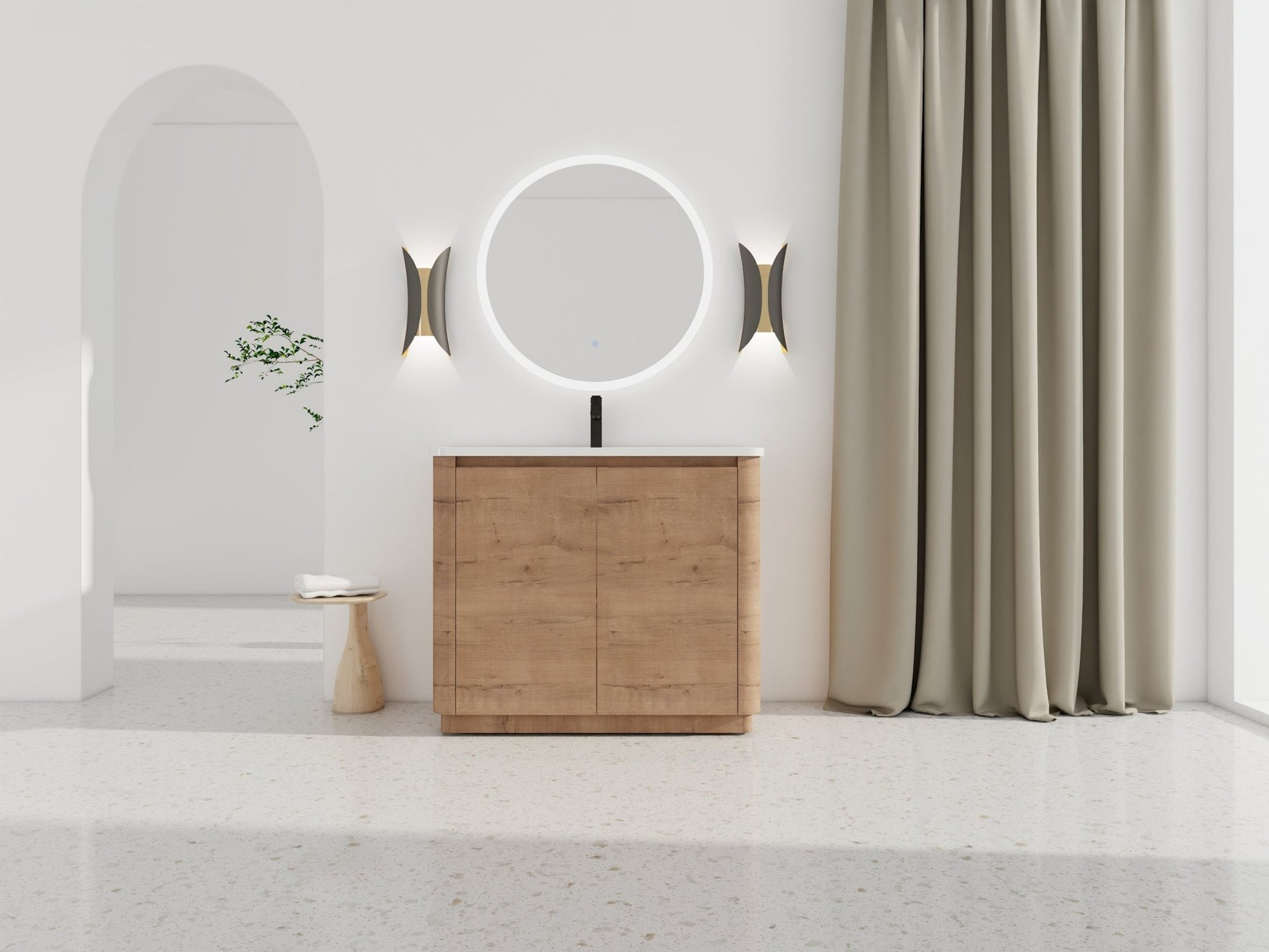 40'' Freestanding Bathroom Vanity with White Ceramic Sink & 2 - Soft - Close Door, KD - Packing, Plywood - 1st Choice Furniture Direct
