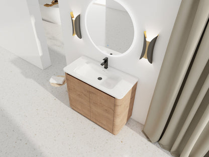 40'' Freestanding Bathroom Vanity with White Ceramic Sink & 2 - Soft - Close Door, KD - Packing, Plywood - 1st Choice Furniture Direct