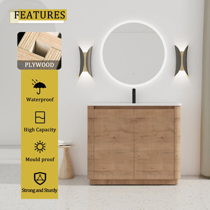 40'' Freestanding Bathroom Vanity with White Ceramic Sink & 2 - Soft - Close Door, KD - Packing, Plywood - 1st Choice Furniture Direct