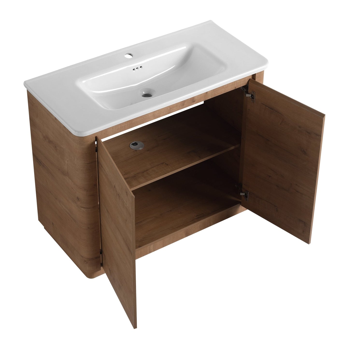 40'' Freestanding Bathroom Vanity with White Ceramic Sink & 2 - Soft - Close Door, KD - Packing, Plywood - 1st Choice Furniture Direct