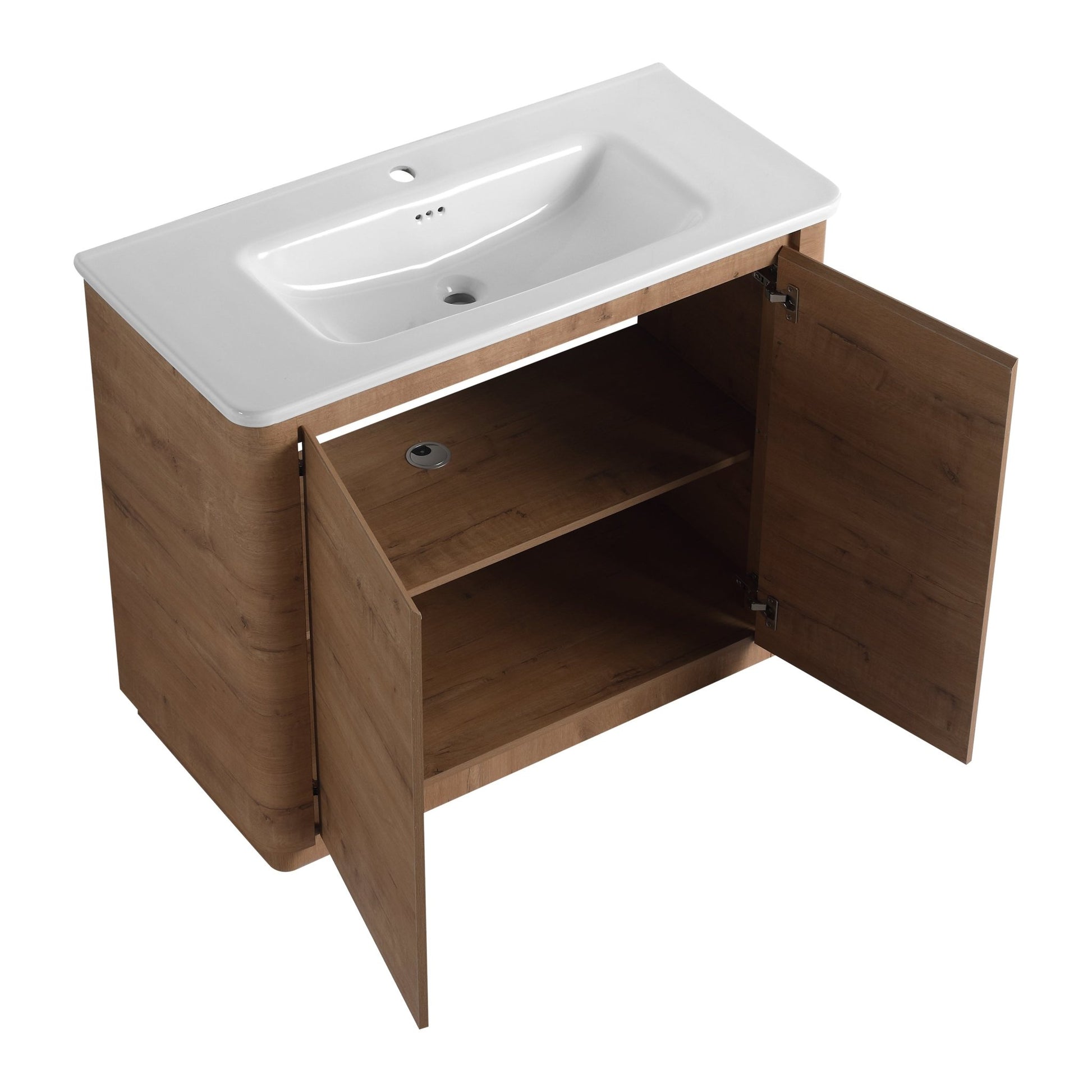 40'' Freestanding Bathroom Vanity with White Ceramic Sink & 2 - Soft - Close Door, KD - Packing, Plywood - 1st Choice Furniture Direct
